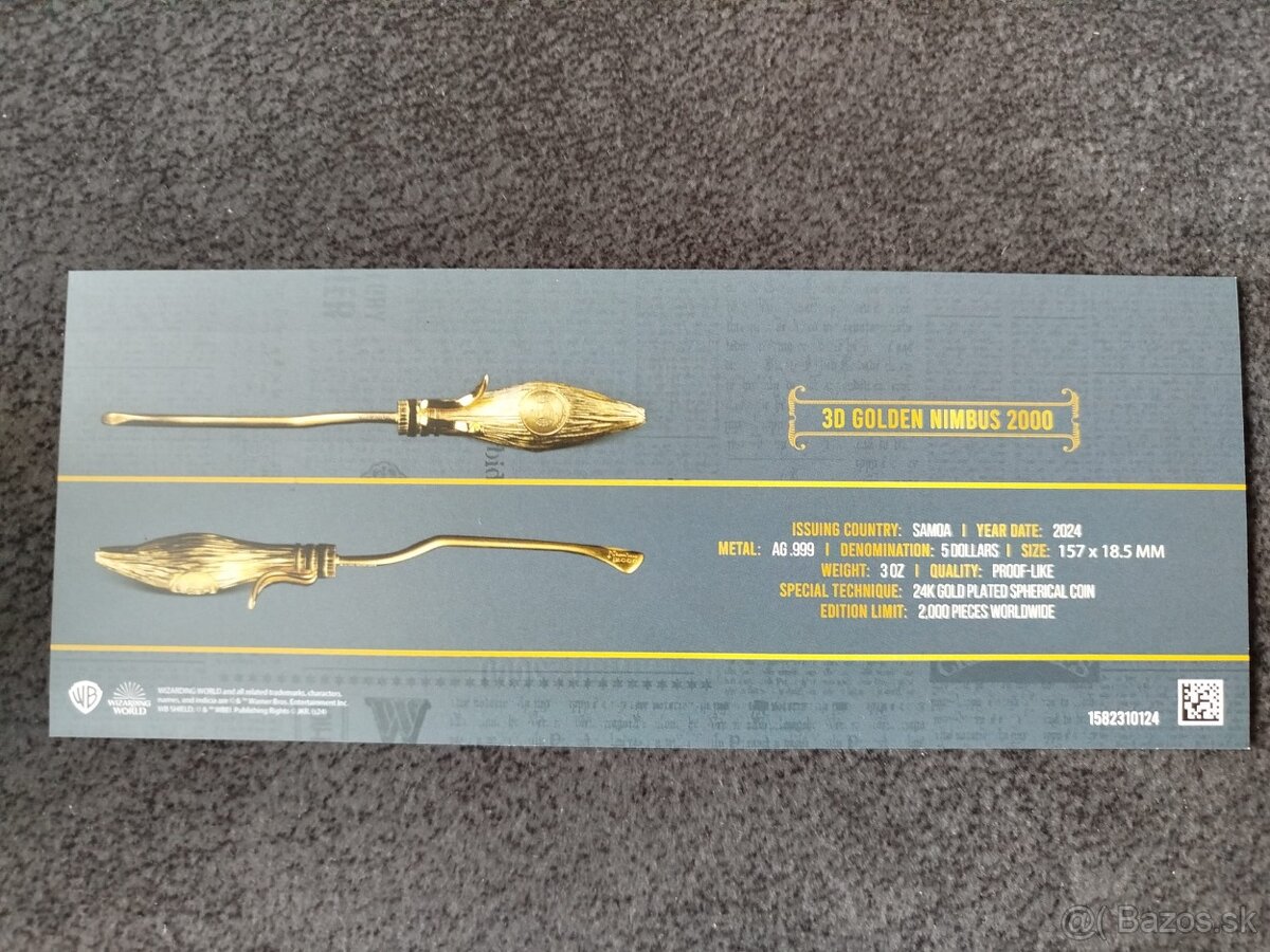 zlato striebro minca proof Harry Potter nimbus 2000 3D - 4