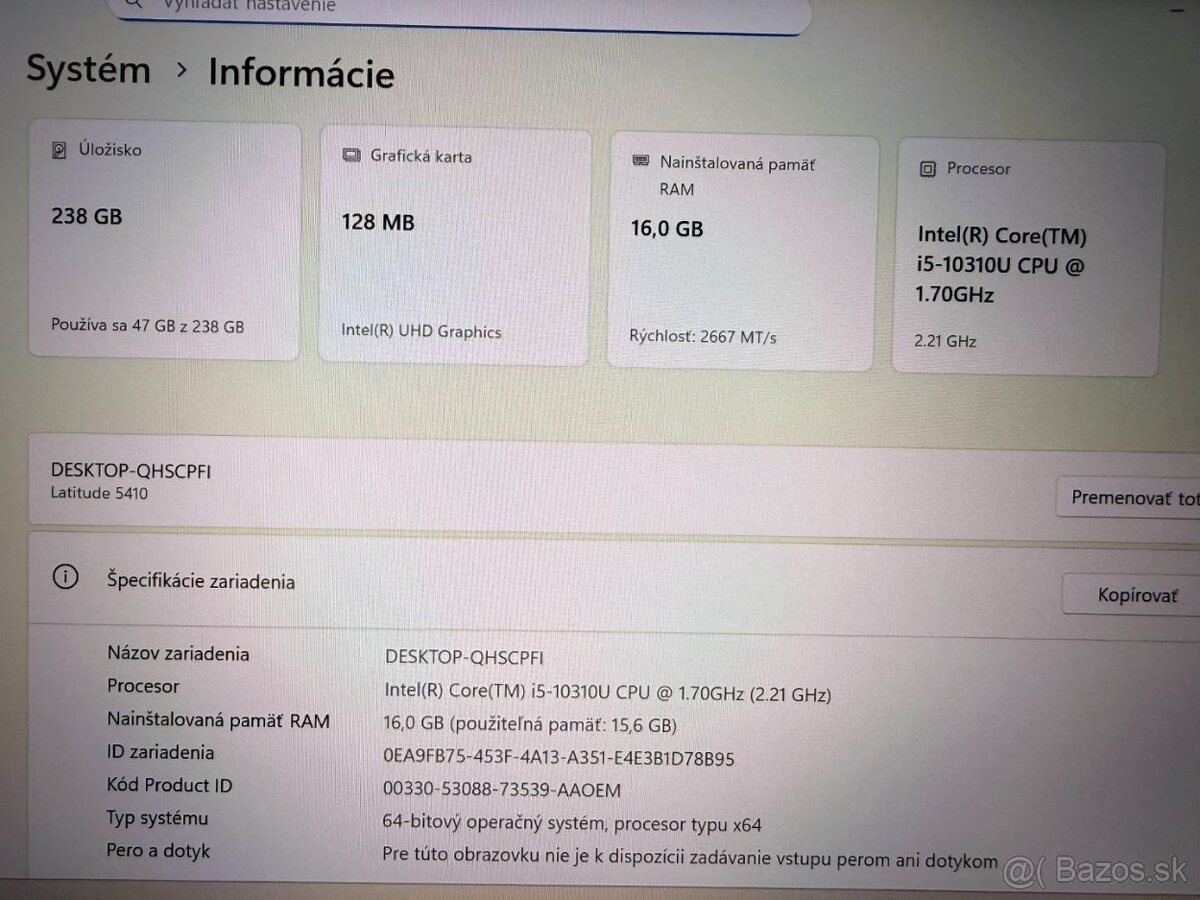 Notebook Dell Latitude 5410 i5-10310U/16GB RAM/B-kat/FHD/SSD - 4