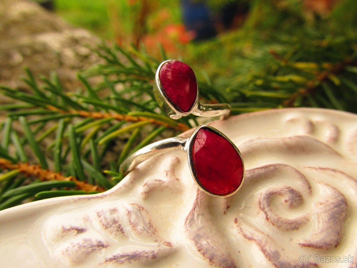 Strieborný prsteň s kameňom Rubín, Ag 925 - 4