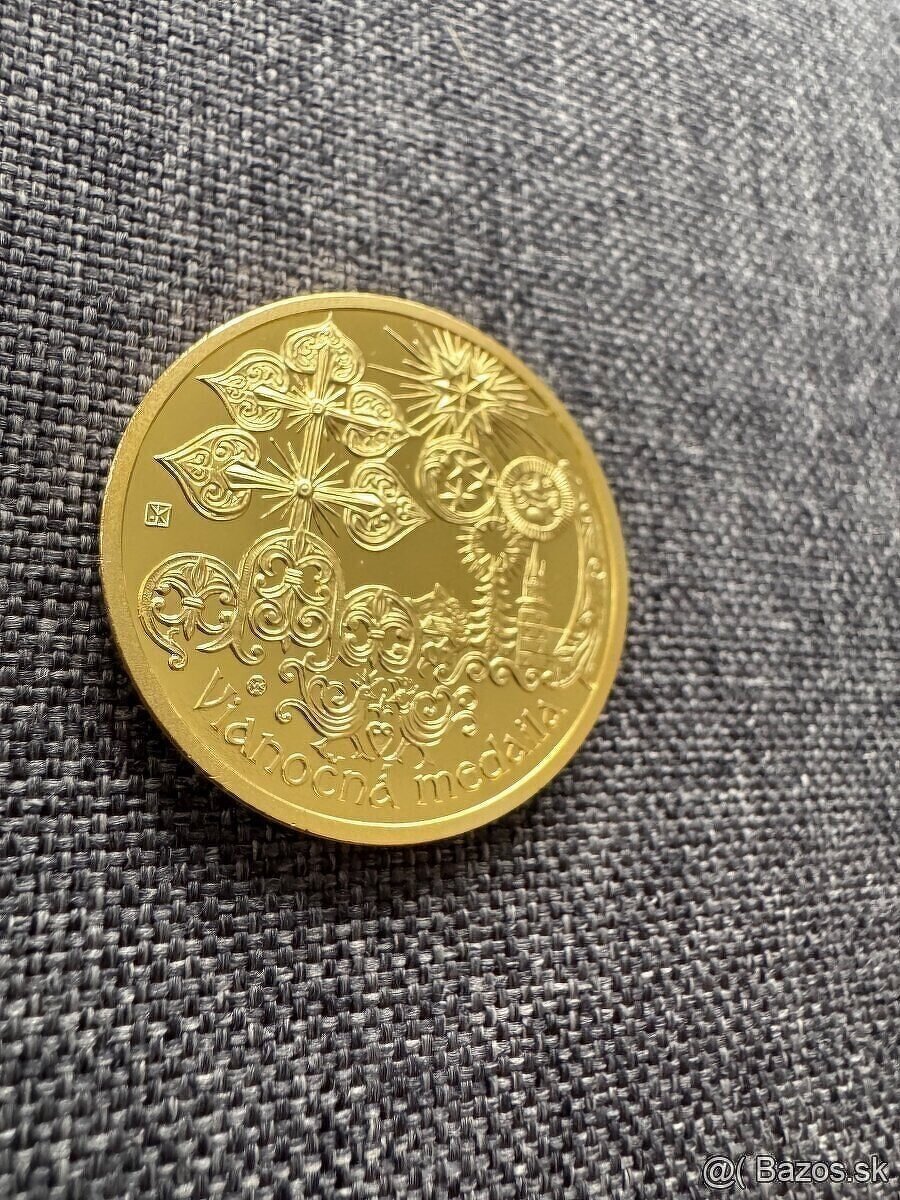 Medaila mosadzná pozlátená - Vianočná medaila v kapsli 19 g - 4