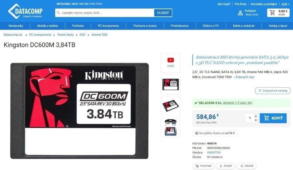 2,5" Kingston DC600M Enterprise 1/2/4 TB - Extrémna životno - 4