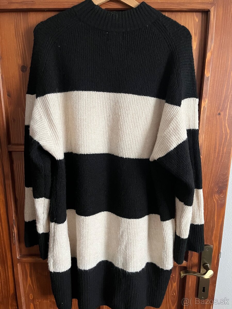 H&M dlhý pásikavý sveter L - 4