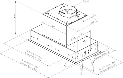 Odsávač pár Ciarko Design SU Mini 74 Black - 4
