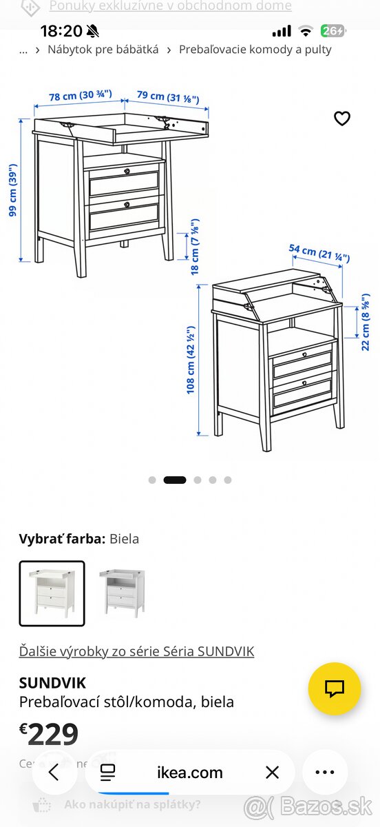 Prebaľovacia komoda a postielka Ikea Sundvik - 4