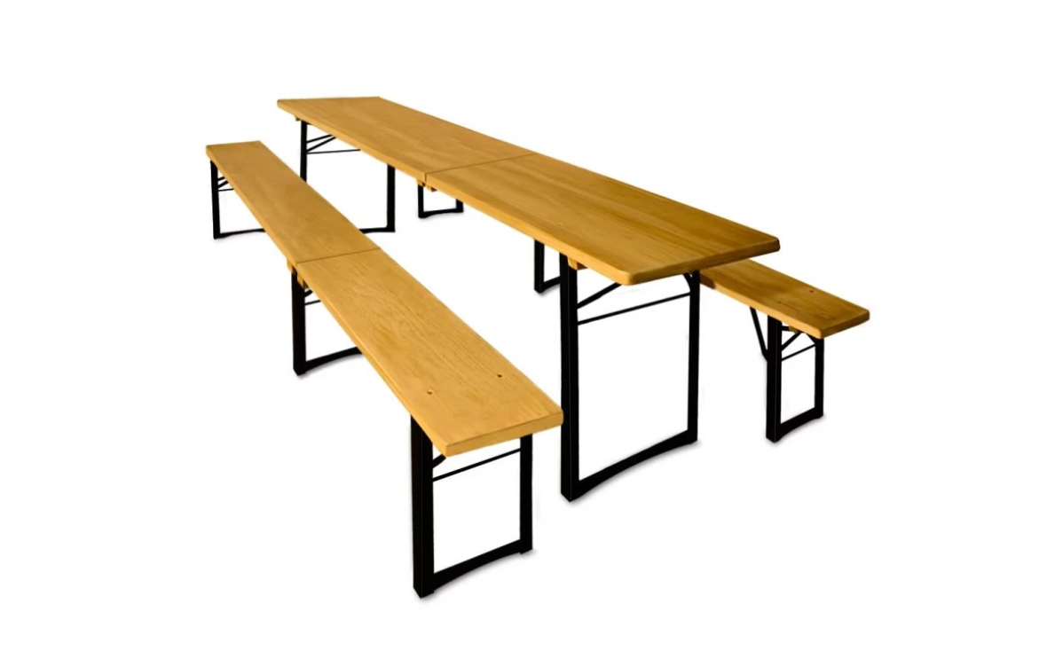 Pivný záhradný kempingový set skladací 220 cm drevený - 4