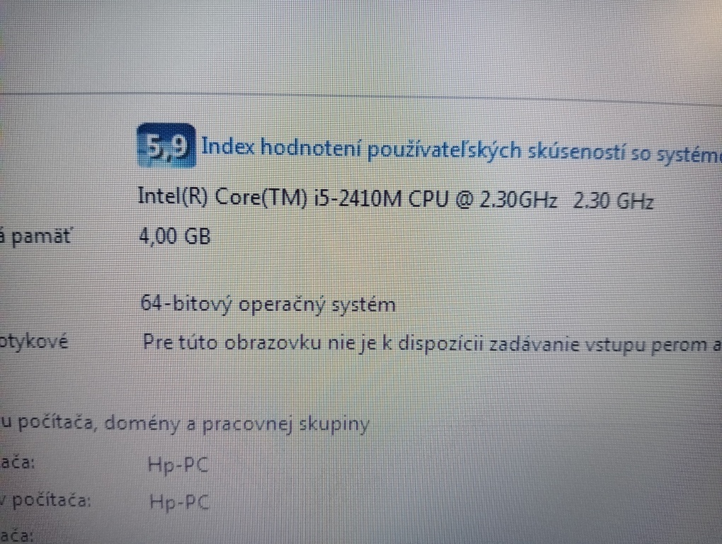 predám notebook HP PROBOOK 6560B , Windows 7 ,bez bat. - 4