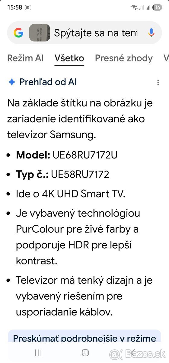 Predám TV SAMSUNG 4K UHD Smart - 4