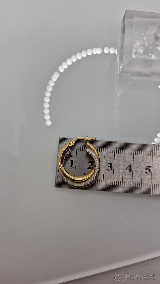 Zlaté náušnice kruhy dvojfarebné - 4