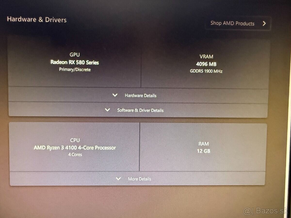 Herný počítač Ryzen 3 4100 / RX 580 4GB / 12GB / SSD+HDD - 4