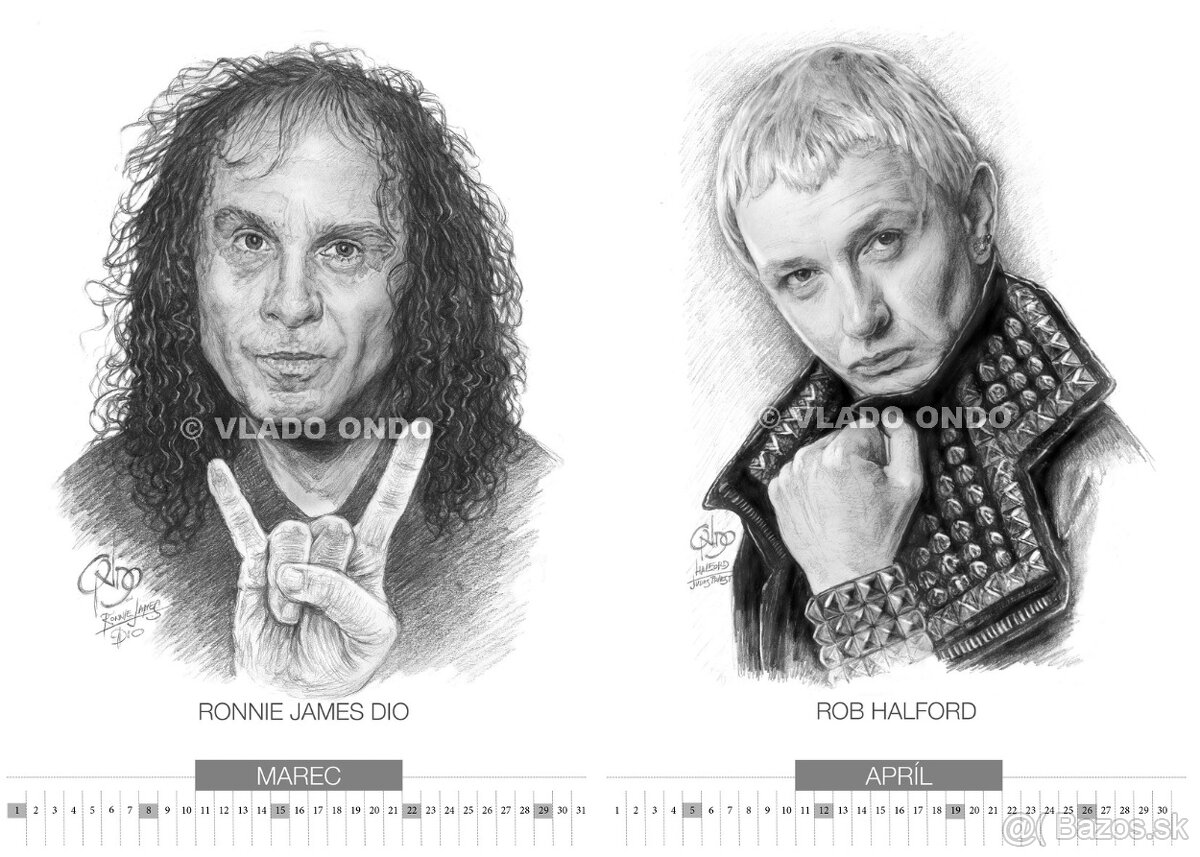 unikátny kreslený kalendár portrétov Hard and Heavy 26 - 4