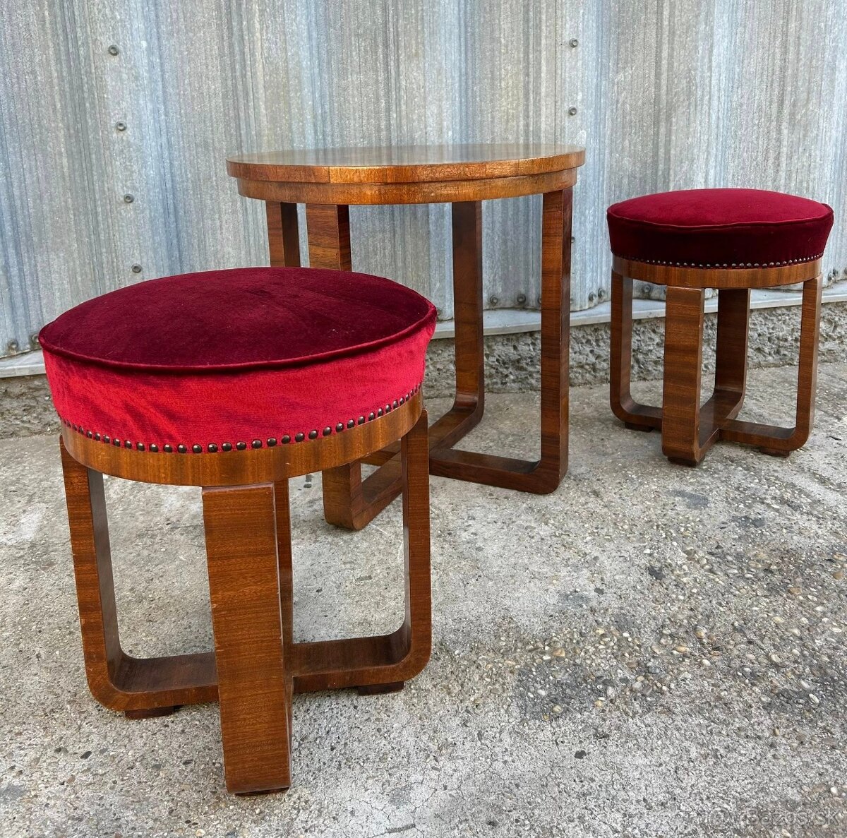 Art Deco stolík + taburetky - S07 - 4