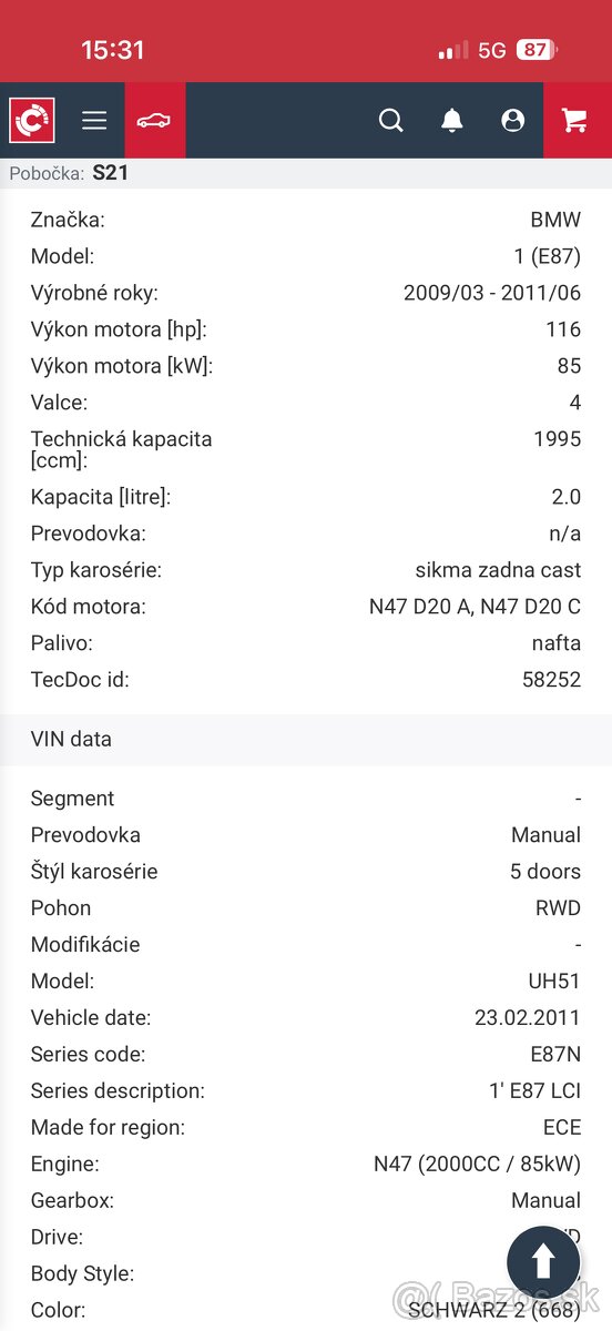 BMW 1 E87 116D 2.0 85KW 2011 PREDAM/VYMENÍM - 4