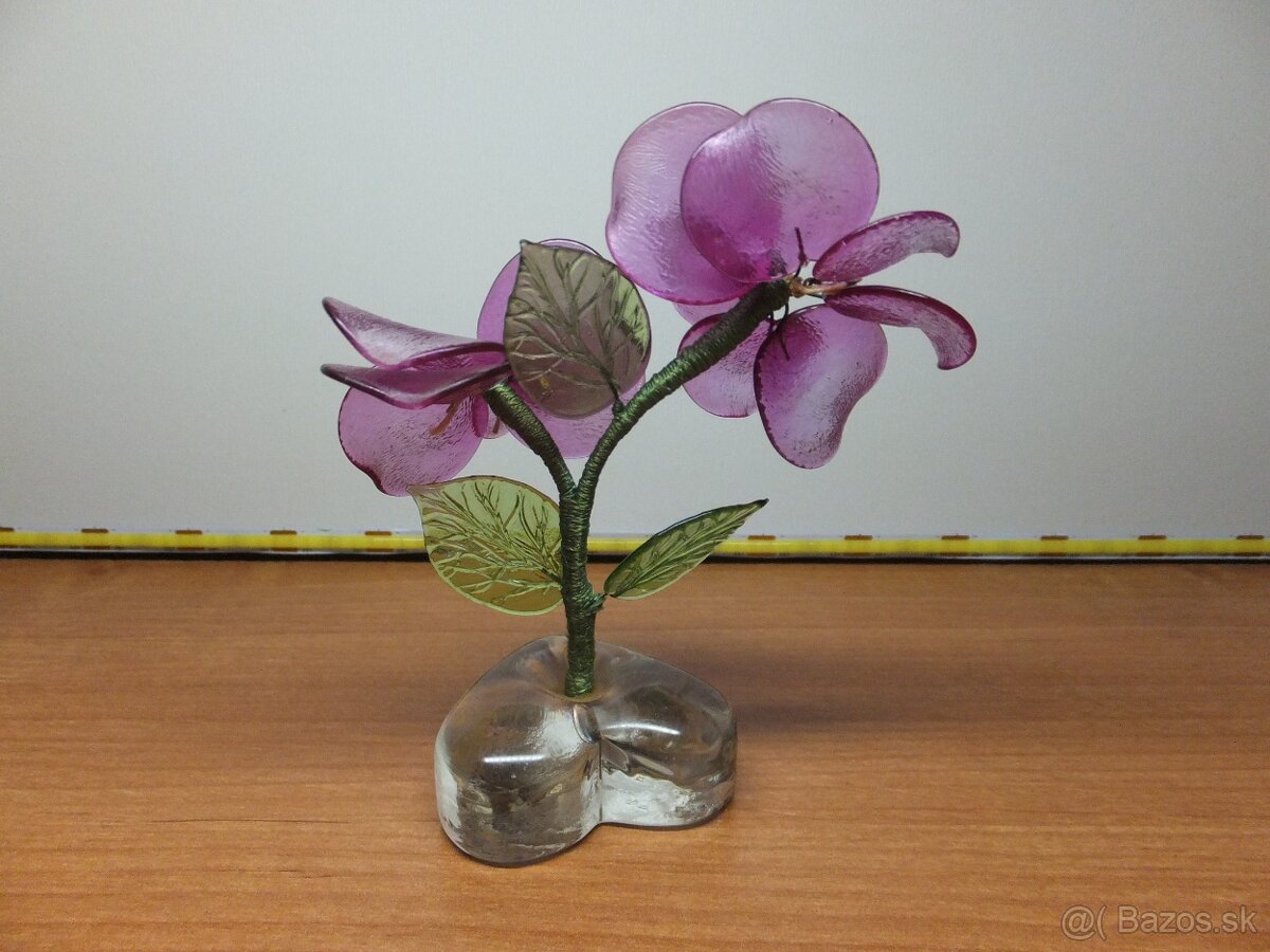 Starožitná krásná skleněná kytička, předpoklad J. Brychta - 4