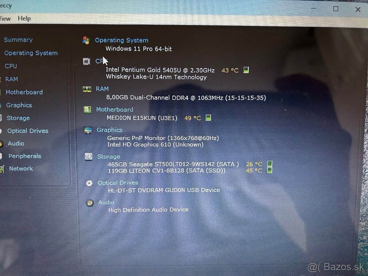 Medion Akoya e6436-15,6"HD/Intel/8gb ram,ssd+hdd/hd 610 - 4
