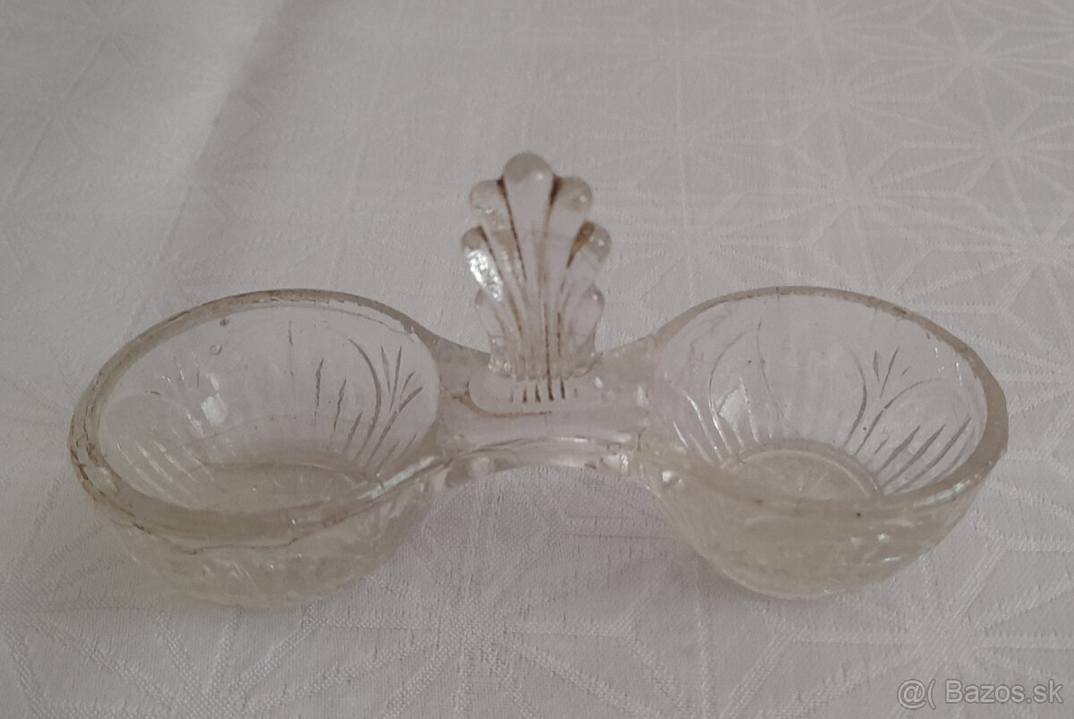 Misa na ovocie, retro brúsený košík, svietnik, solnička - 4