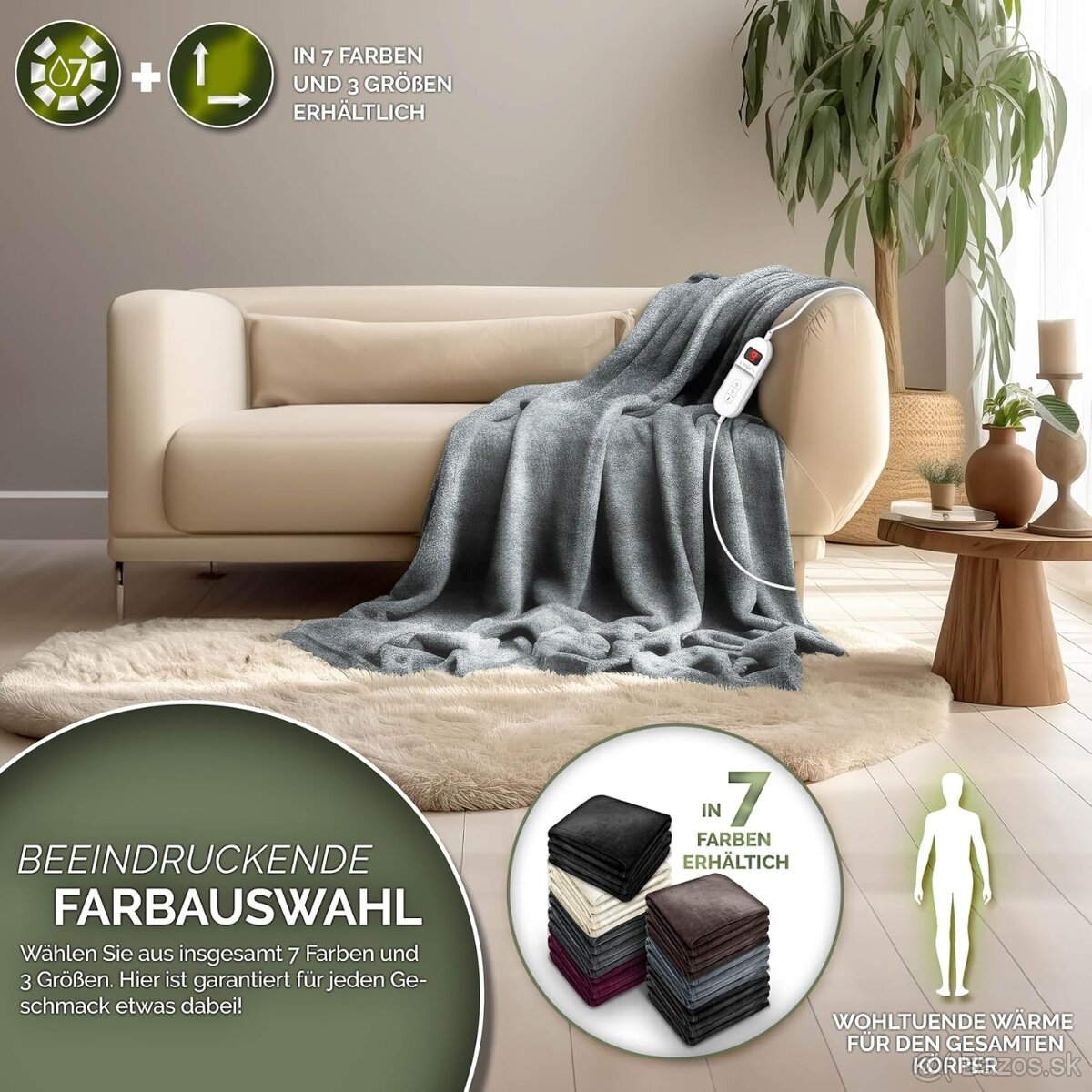 sinnlein® elektrická vyhrievacia deka – 160 × 120 cm - 4