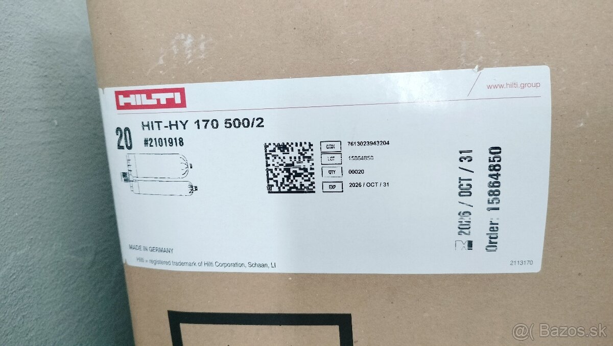 Chemická kotva Hilti HIT-HY 170 - 4