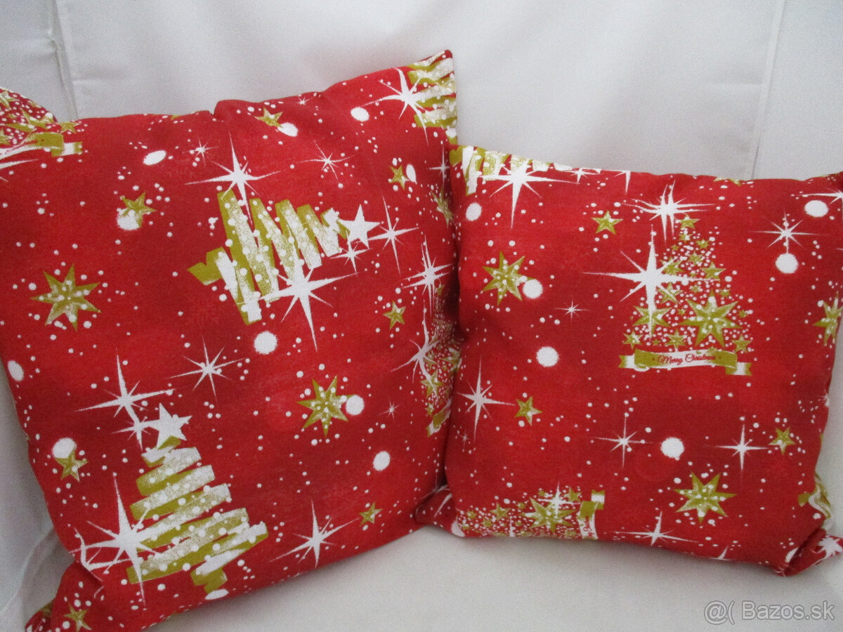 Vianočná obliečka červeno bielo zlatá,dve veľkosti - 4
