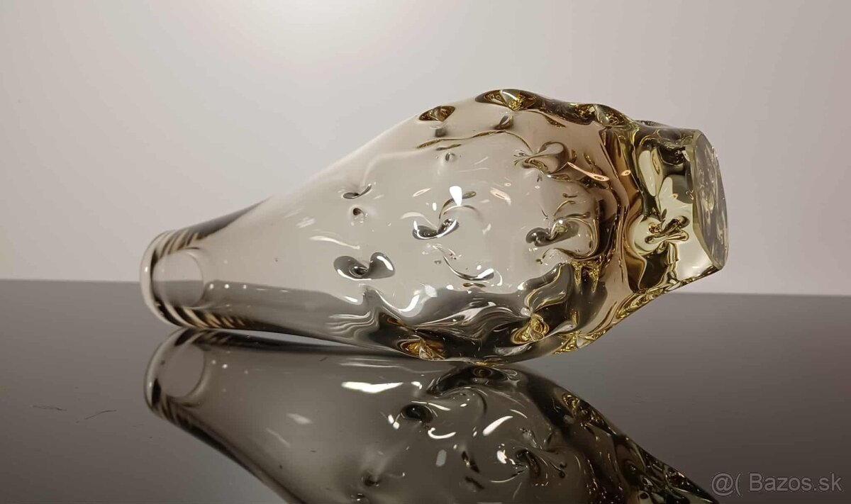 Váza z hutného citrínového skla návrh Klinger - 4