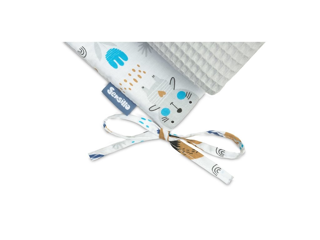 Mantinel do postieľky Vafle Lesné zvieratká Sivý 180 x 30 cm - 4