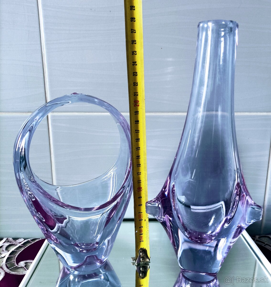 Hutné sklo - váza, košík - 4