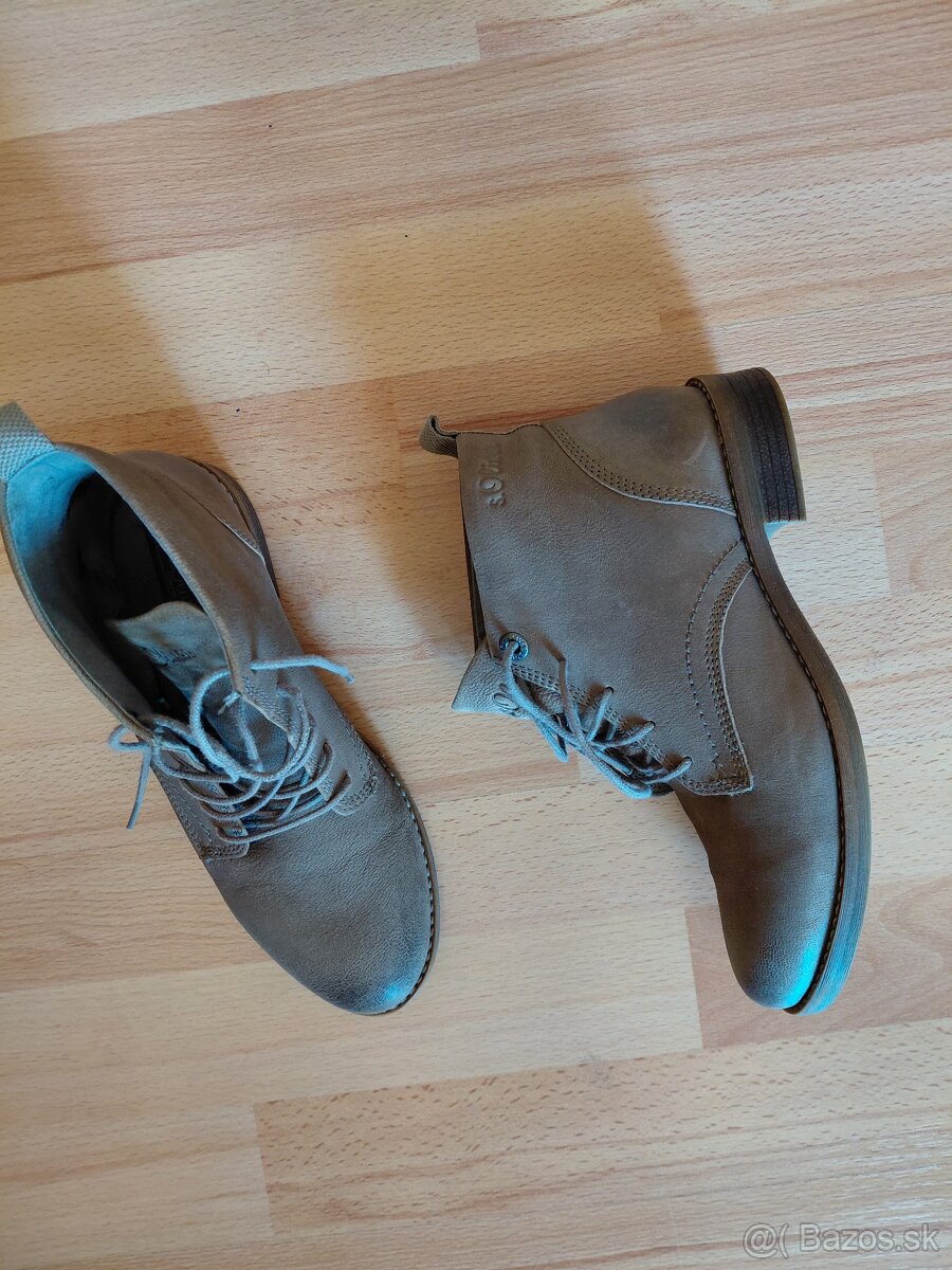 Členkove kožené čižmy hnedej farby S.Oliver - 4