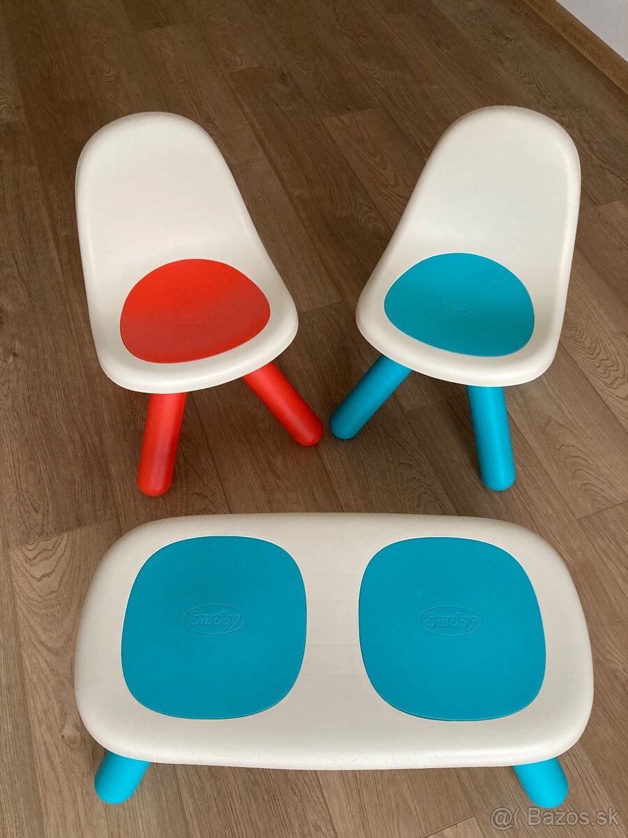 Stolík Smoby so stoličkami, lavičkou a taburetkou - 4