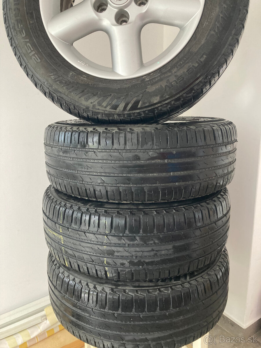 ALU disky NISSAN a pneu NOKIAN 215/65 R16, 75 €/ks - 4