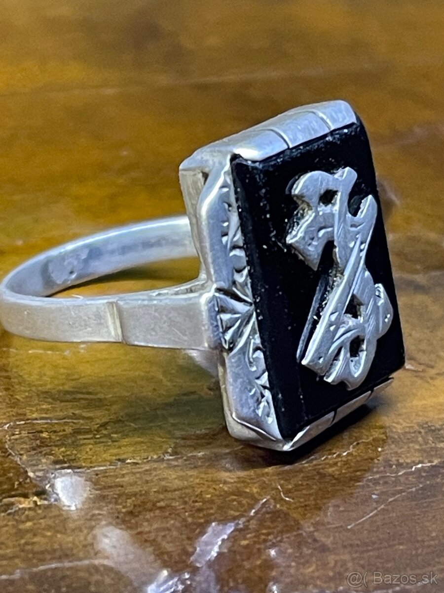 starozitny strieborný prsteň s monogramom - 4