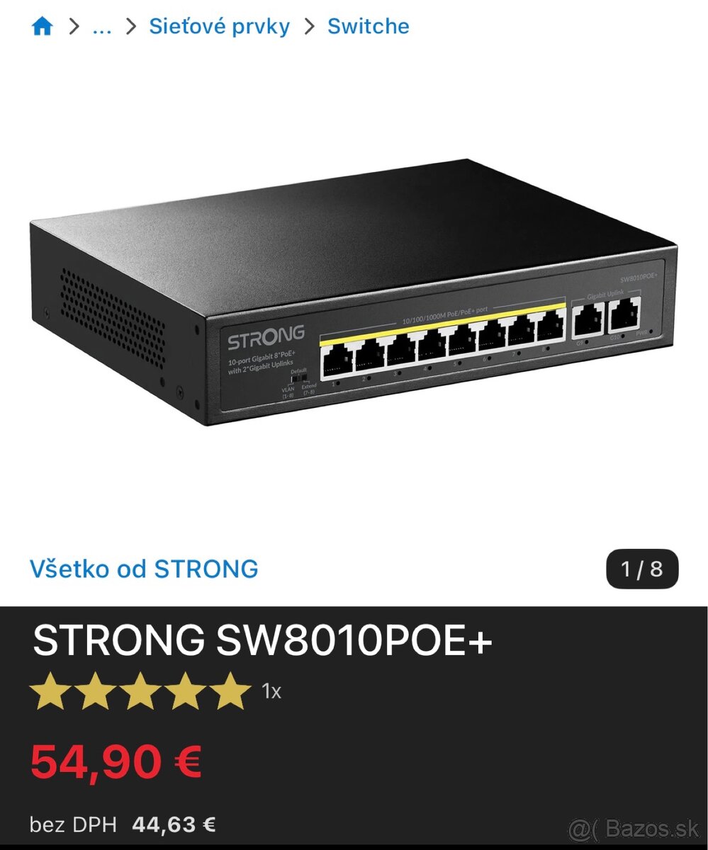 Nerozbalený switch STRONG SW8010POE+ - 4