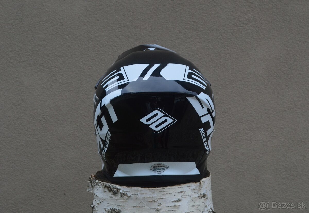 Prilba helma čierna biela mx shot - 4