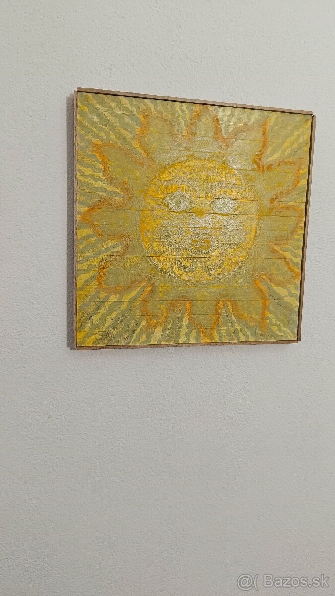 Magické slnko originál drevený obraz bukové drevo bohoo - 4
