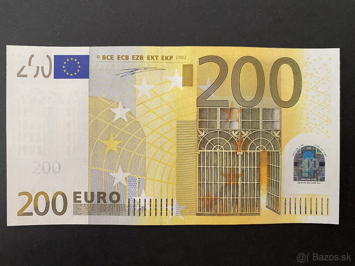 Predám 200€ bankovku z roku 2002, séria "X" v (UNC) - 4