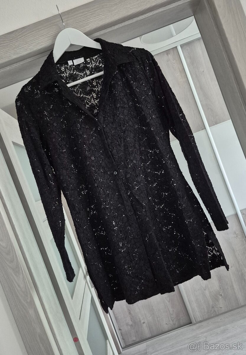 Čipkovaná košeľa Alba moda v.L - 4