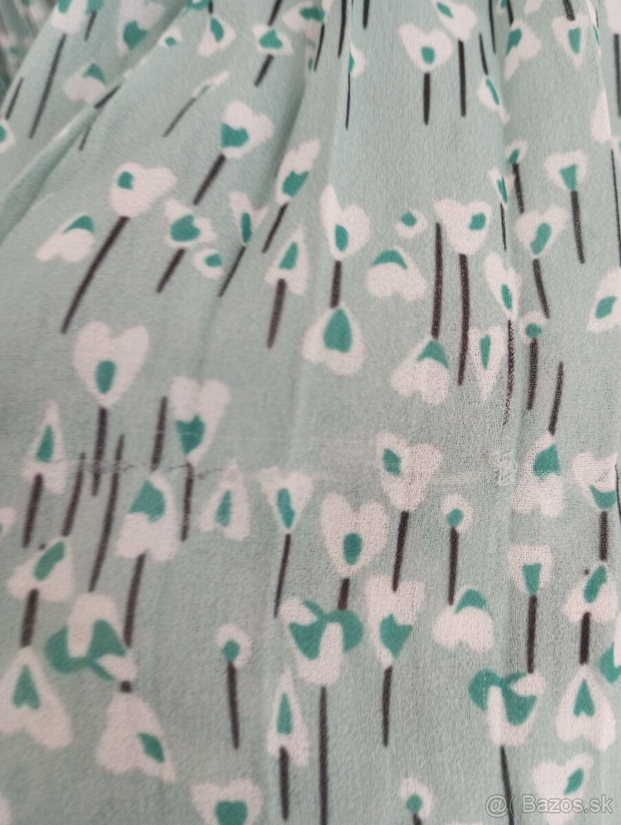 Dámske šaty s dlhým rukávom M zelene kvety - 4