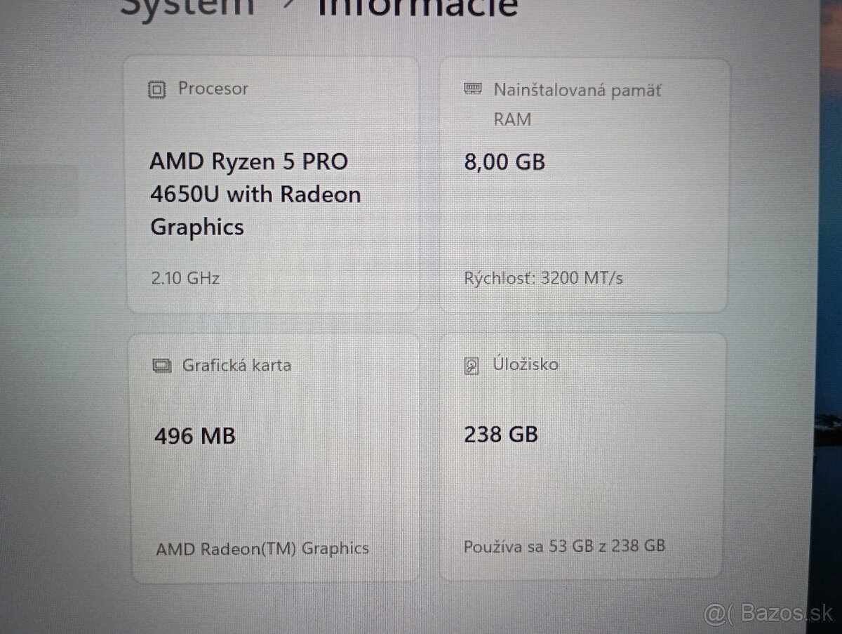 predám Lenovo Thinkpad L14 , AMD Ryzen 5 , 8gb ram , ssd - 4