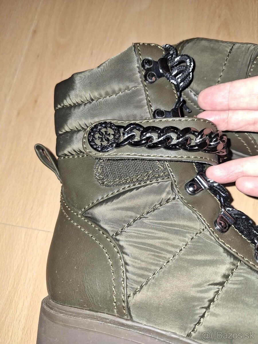 Guess kotníkové čižmy olivová khaki farba -velkost 37 - 4