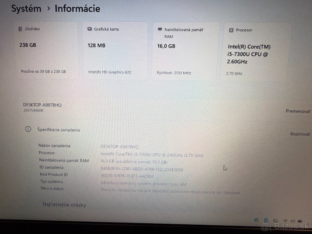 Notebook 14" Lenovo ThinkPad L490 i5-7300U 16GB 256GB SSD - 4