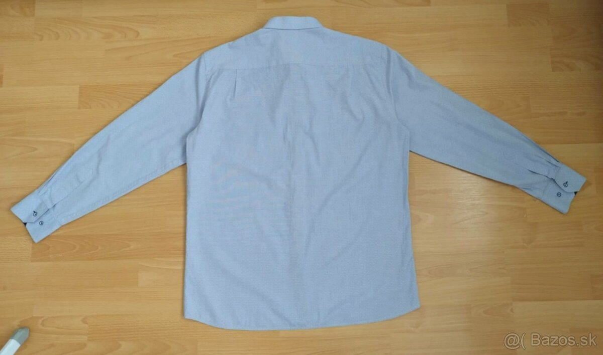 SET 2x pánska košeľa s dlhým rukávom (modrá, sivá) - 4