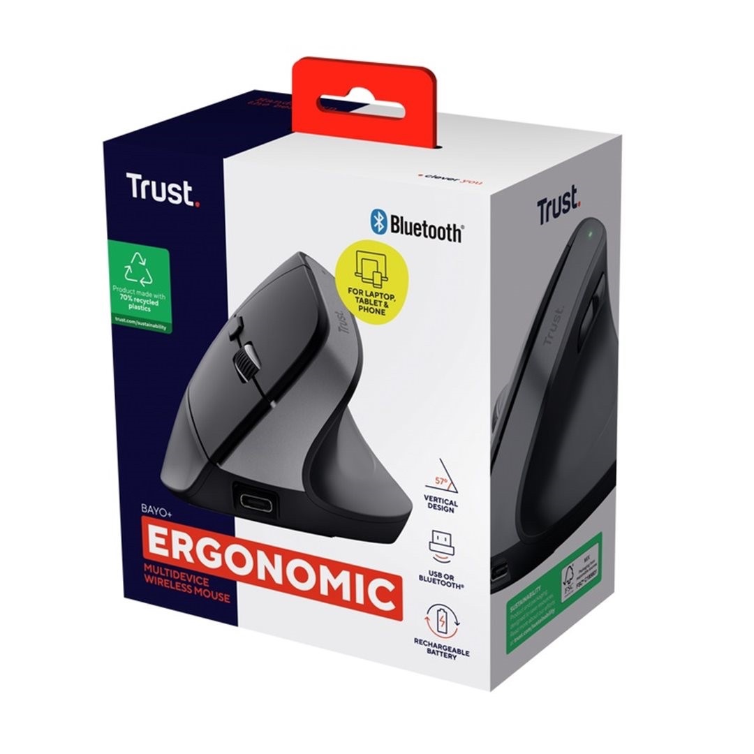 Trust BAYO+ Advanced Ergonomic Wireless Mouse Black - 4