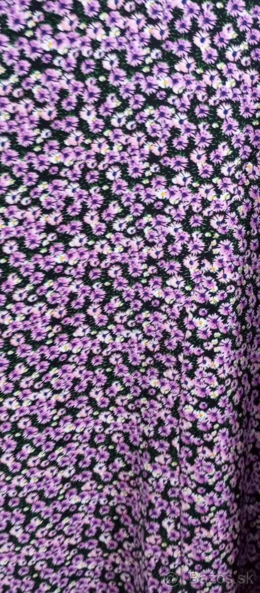 Kvetinkove fialové šaty s dlhým rukávom Xl - 4