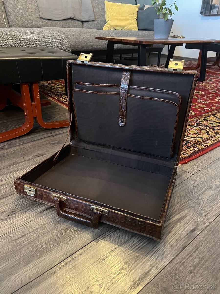 Retro kufrík atašé krokodília koža I vintage I - 4
