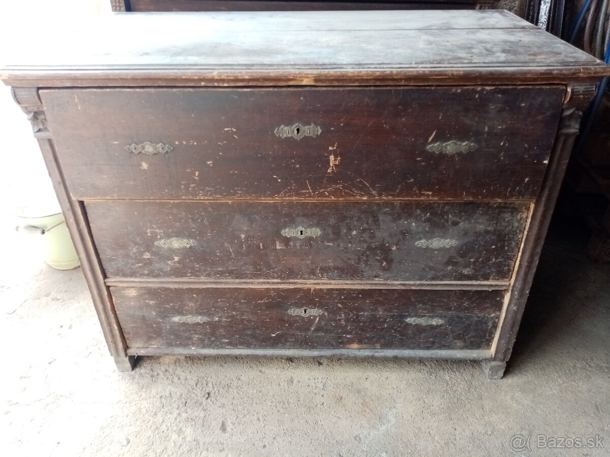 Starožitná komoda, zrkadlová skrinka - 4