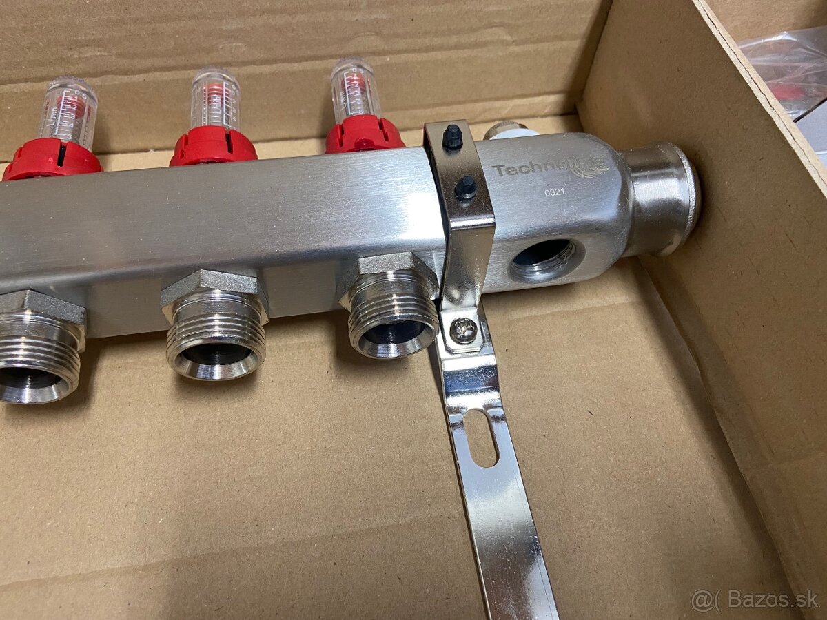 Rozdeľovač podlahového kúrenia, 10 cestný, nerezový - 4