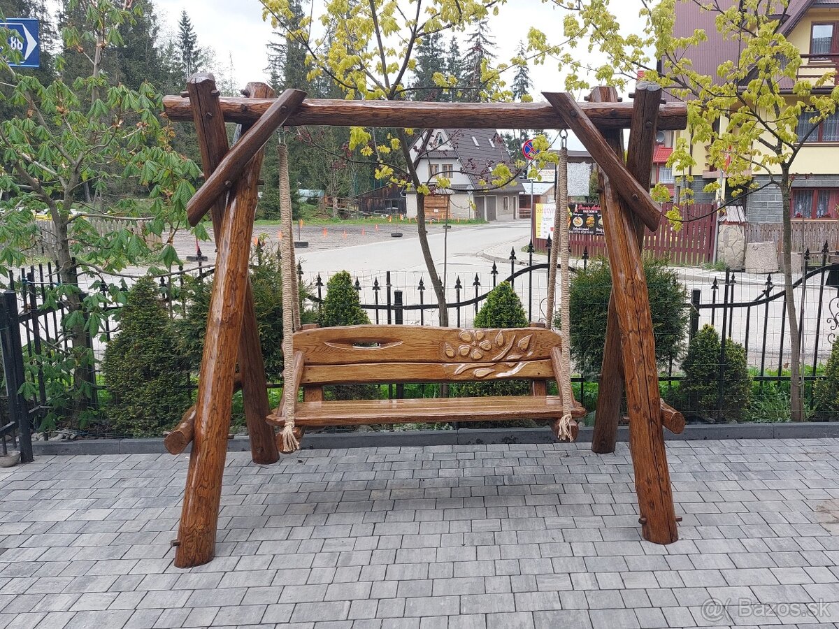 Drevená hojdačka. Dubová hojdačka. Záhradný nábytok. - 4
