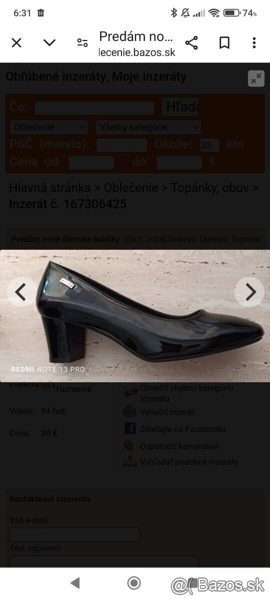 Predám dámske lodičky veľkosť:41 - 4