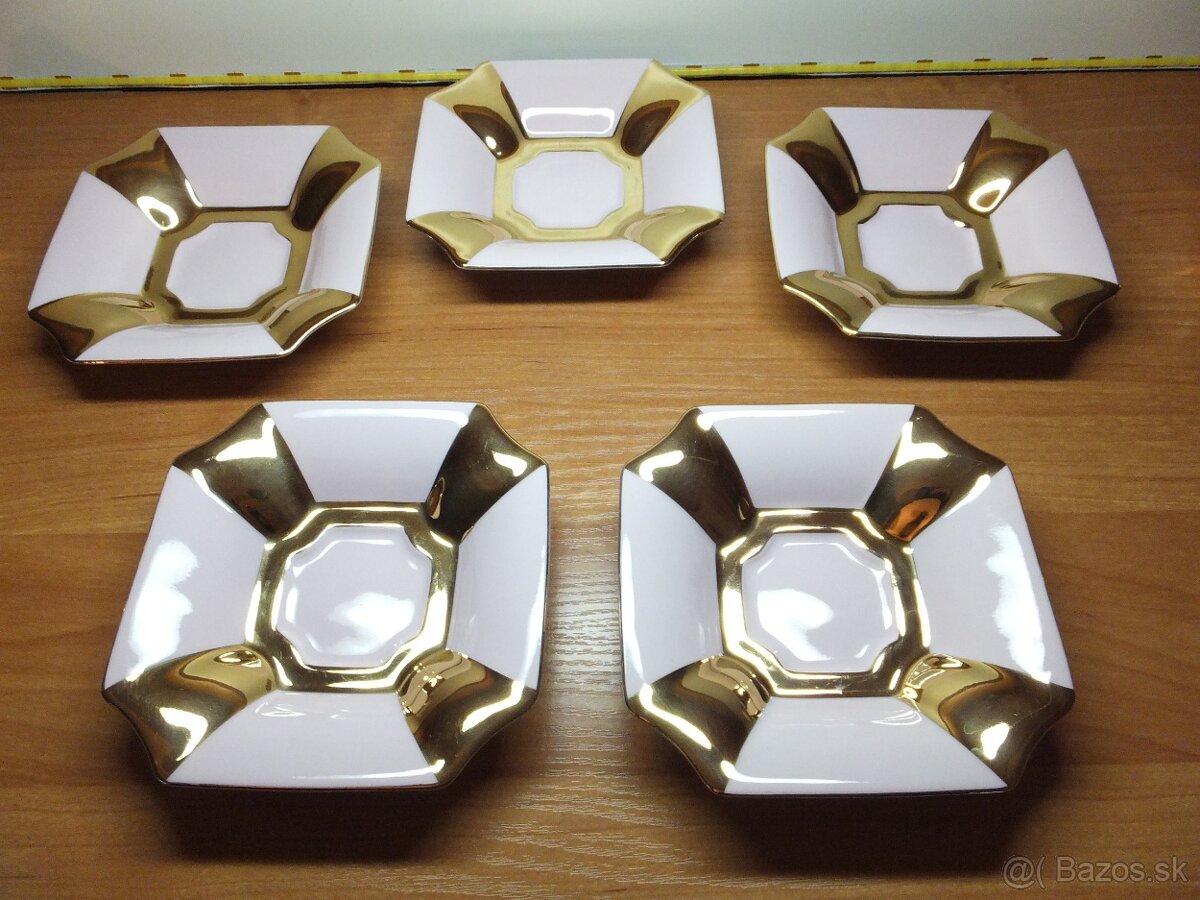Šapo Empír, růžový porcelán Chodov, šálky s podšálky. - 4