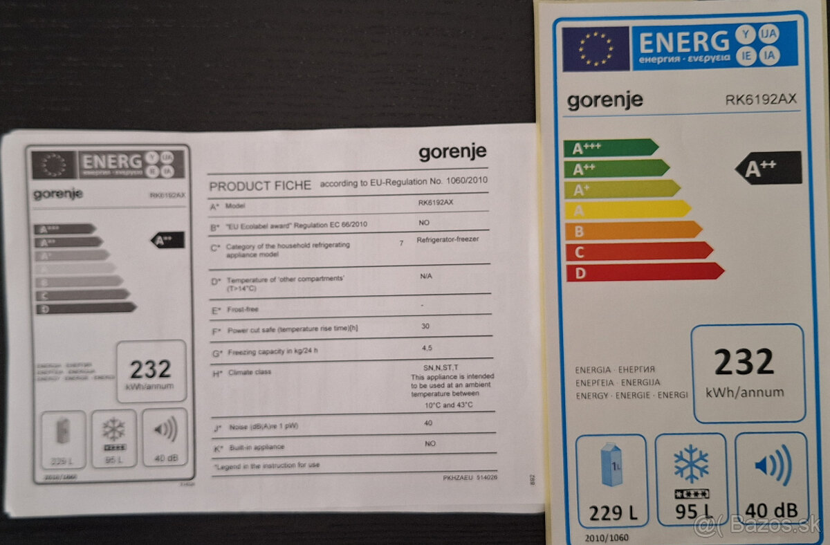 Predám kombinovanú chladničku Gorenje RK6192AX Nerez, A++ - 4