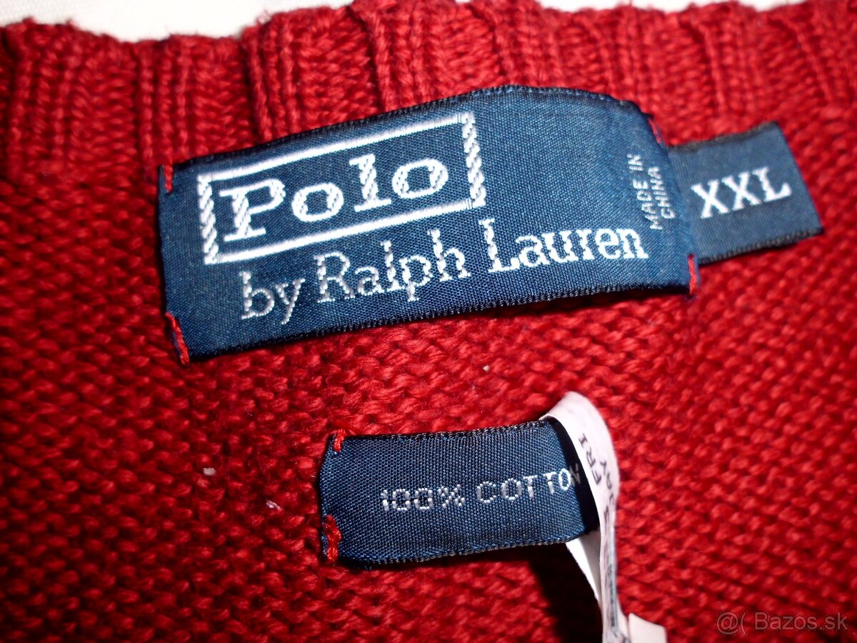 Ralph Lauren pánsky sveter tmavo červený 2XL - 4