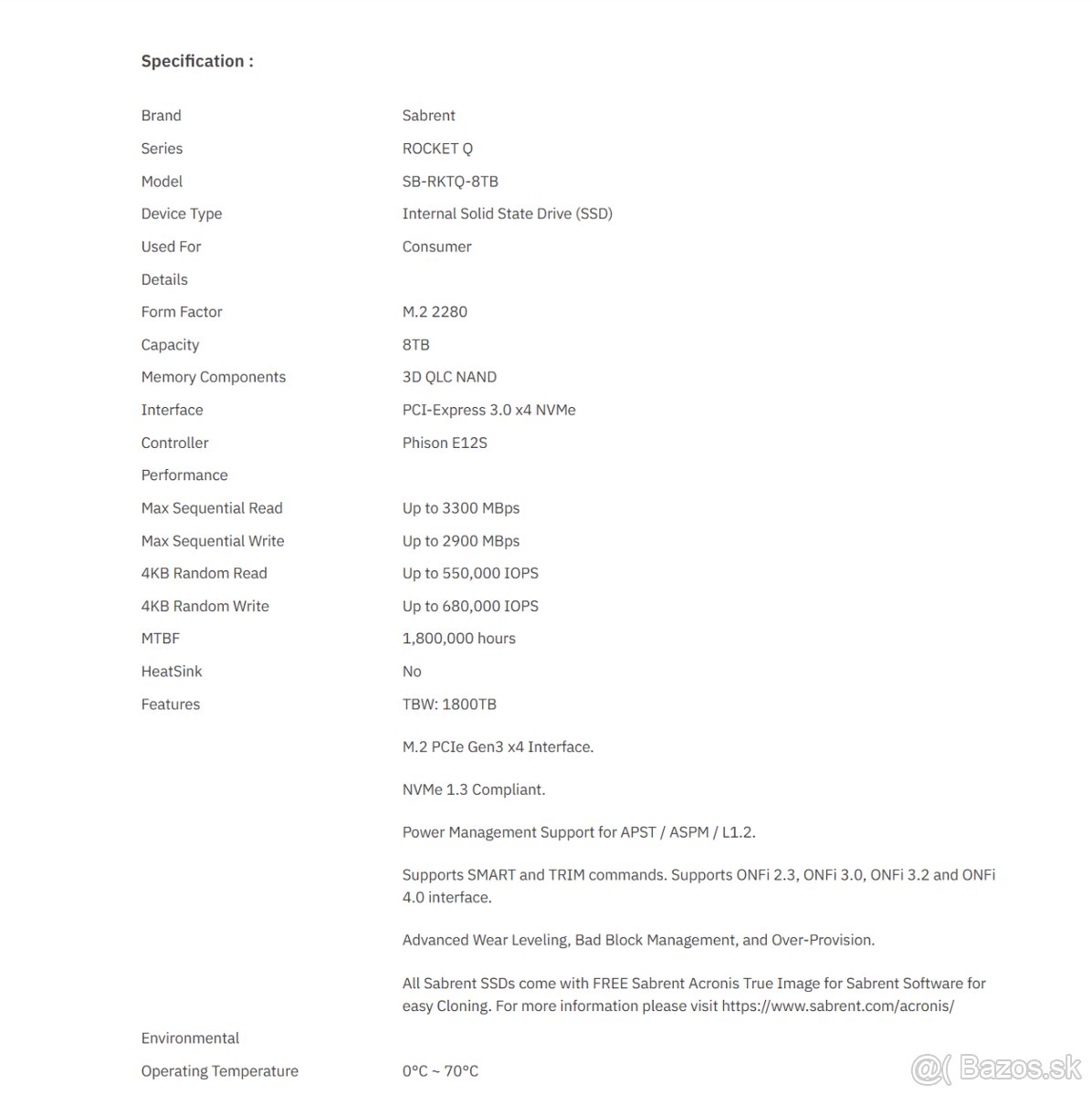 Sabrent Rocket Q 8TB M.2 Nvme SSD - novy - 4